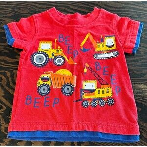 Boy's Rock Tee Shirt. 2T. Red Blue Truck Construction (838)